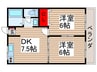 ハイム森嶋 2DKの間取り