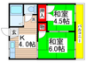 石原ハイツ 2Kの間取り