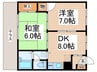 コスモコア立川 2DKの間取り