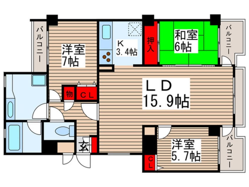 間取図 コスモ柏　2