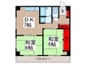 ヴィラ中浦和Ｂ棟 2DKの間取り