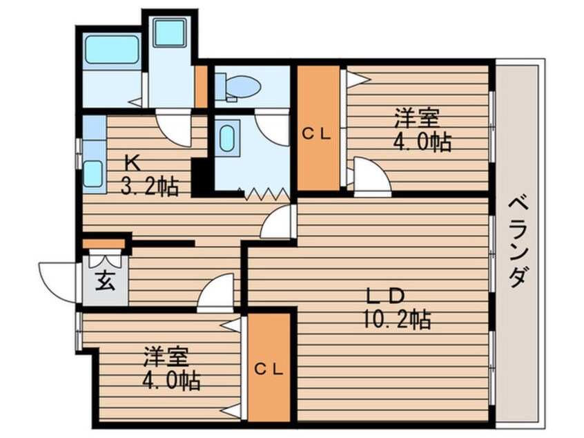 間取図 ｻﾝﾗｲｽﾞｵｰﾅｰｽﾞﾋﾞﾙﾄﾞ黒田(202)