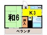 原コ－ポ 1Kの間取り