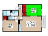 グリ－ンテリア第７ 2LDKの間取り