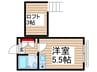 ル－テシア高砂Ａ 1Rの間取り