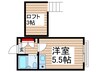 ル－テシア高砂Ａ 1Rの間取り