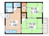 サウスイ－スト秋川 2DKの間取り