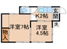 恩田荘 2Kの間取り