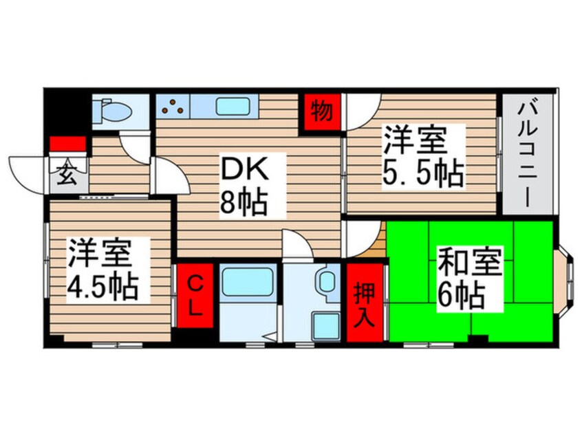 間取図 プリムロ－ズ花島