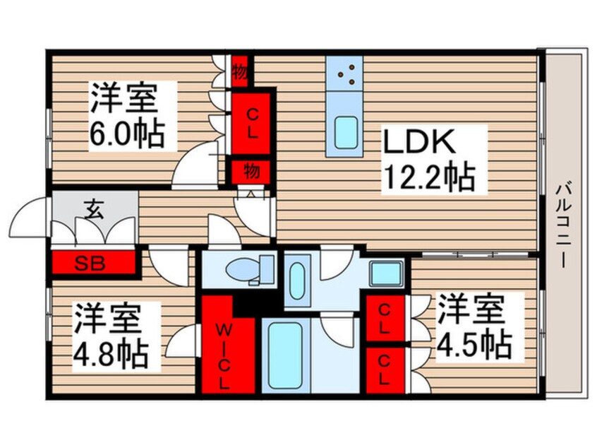 間取図 ｺﾝﾌｫﾘｱ成増ｸﾞﾘｰﾝｻｲﾄﾞ