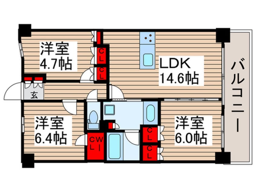 間取図 ｺﾝﾌｫﾘｱ成増ｸﾞﾘｰﾝｻｲﾄﾞ