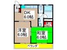 殿花コ－ポ 2DKの間取り