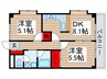 ヌ－ベルハイムマルシオ 2DKの間取り