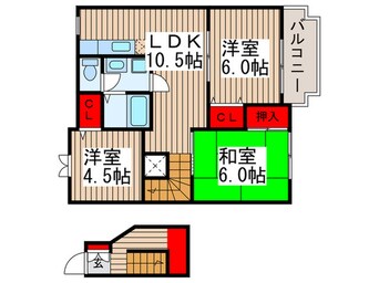 間取図 ポワ－ル・メゾンⅡ番館