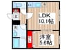 シャトームートン新船橋 1LDKの間取り