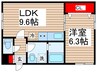 シャトームートン新船橋 1LDKの間取り