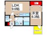 シャトームートン新船橋 1LDKの間取り