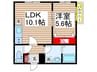 シャトームートン新船橋 1LDKの間取り