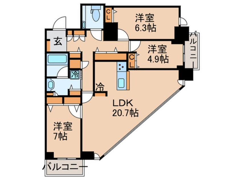 間取図 BEACON Tower Residence(2501)
