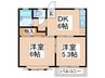 カ－サ冨岡Ｂ棟 2DKの間取り
