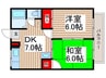 ゴールドヒル 2DKの間取り