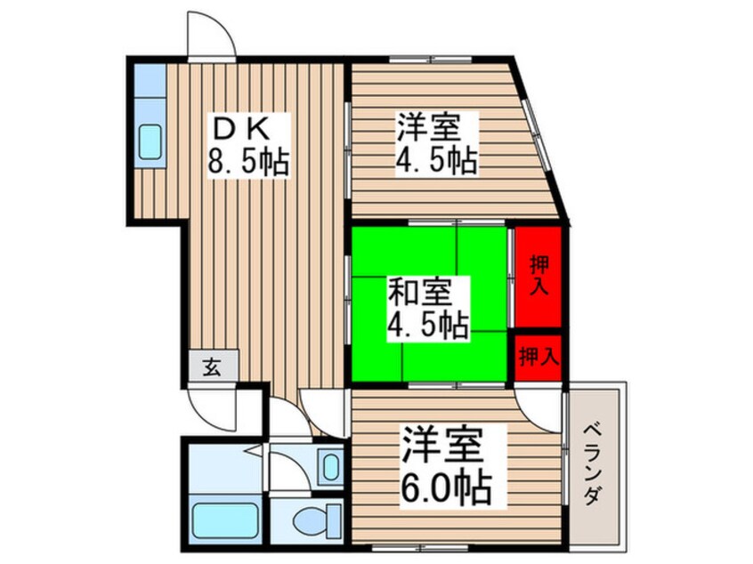 間取図 第一ﾋﾊﾞﾘｰﾏﾝｼｮﾝ(101)