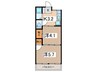第一ﾊｲﾑ山下 2Kの間取り