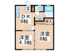 グリーンヒルB 2DKの間取り