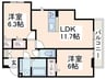 Ｓｕｎｎｙ　Ｈｉｌｌｓ　Ａ棟 2LDKの間取り
