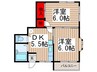 幸ハウス 2DKの間取り