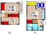 前貝塚戸建て 2LDKの間取り