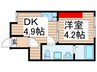 オーク加賀 1DKの間取り