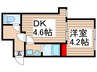 オーク加賀 1DKの間取り