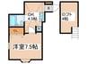シャトー鶴 1DKの間取り