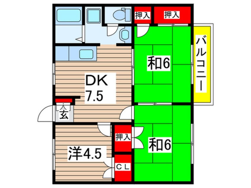 間取図 サンハウス今井Ｂ