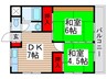 プラザ北小金 2DKの間取り