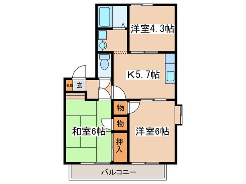 間取図 グリ－ンヒル橋本Ｂ