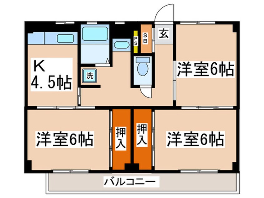 間取図 ビレッジハウス亀井野３号棟