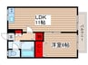 ｴｽﾃｰﾄﾋﾟｱGREEN西山A 1LDKの間取り
