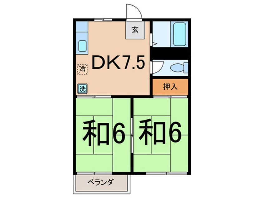 間取図 北寺尾コ－ポＰ－１（２階）