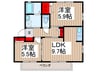 パルテール２号館 2LDKの間取り