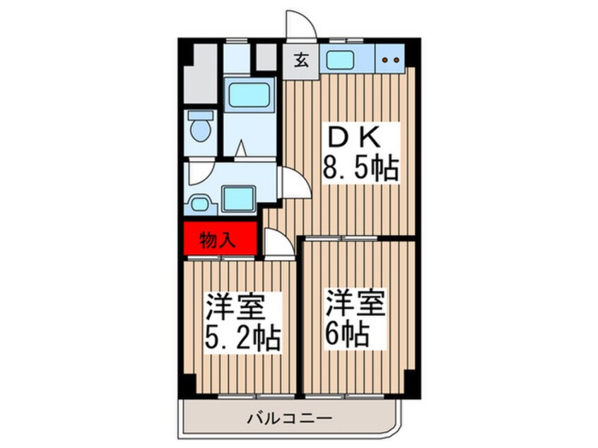 間取図 日東ﾏﾝｼｮﾝｻﾝｼｬｲﾝ谷塚(502)