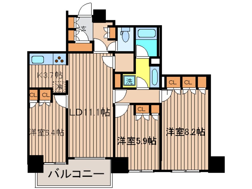 間取図 レジディアタワ－目黒不動前