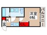 モダンオーク北柏 1Kの間取り