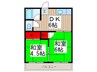 塚越ハイツ 2DKの間取り