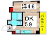 アンベリール亀有(102) 1DKの間取り