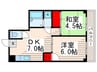 パルシテイ笈川 2DKの間取り