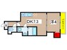 グランフェリオ本町 1DKの間取り