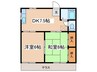 こがねハイツ（南棟） 2DKの間取り