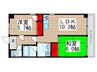 ラ・ポ－ル五番館 2LDKの間取り